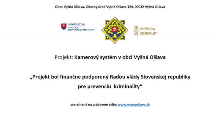 1. fotografia fotogalérie Projekty / Kamerový systém v obci Vyšná Olšava - foto