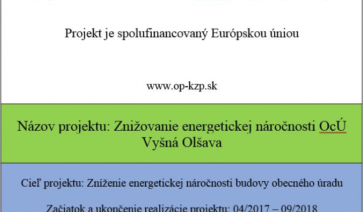 1. fotografia fotogalérie Projekty / Znižovanie energetickej náročnosti OcÚ Vyšná Olšava - foto