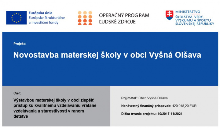 4. fotografia fotogalérie Publicita: Novostavba materskej školy v obci Vyšná Olšava